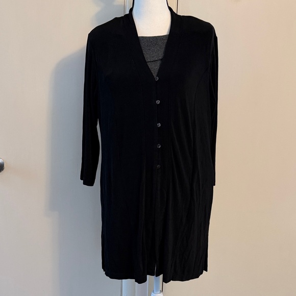 Chico's Sweaters - Chico's Black Button Down Long Cardigan for Women SZ 2 (L)